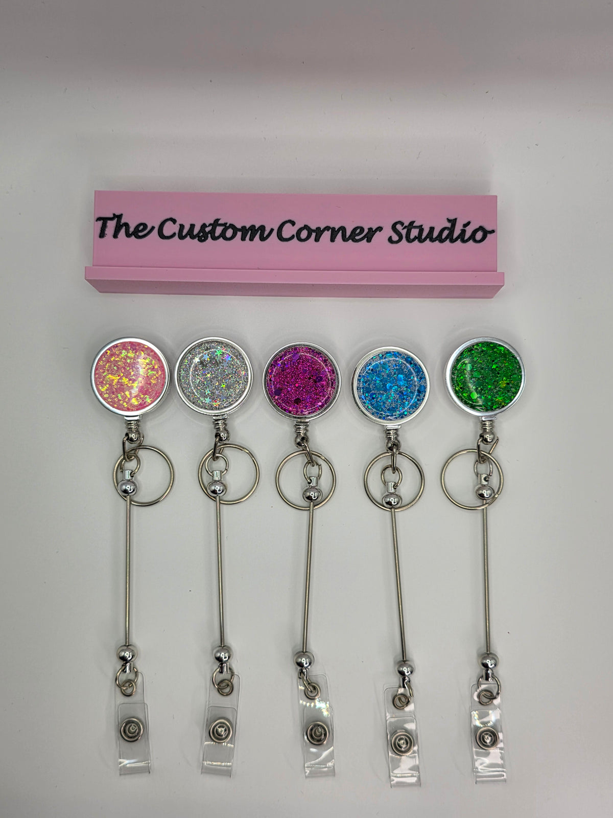 Glitter Beadable Badge Reels