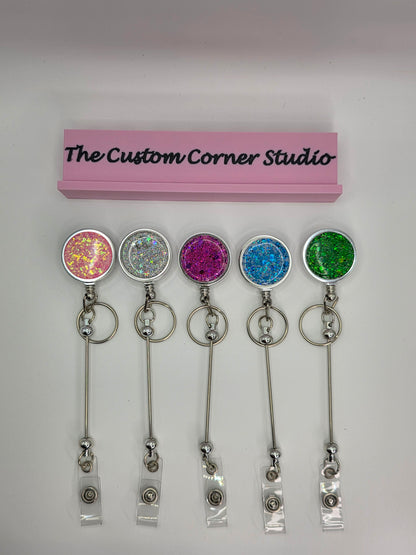 Glitter Beadable Badge Reels